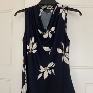 Talbots draped collar print shirt